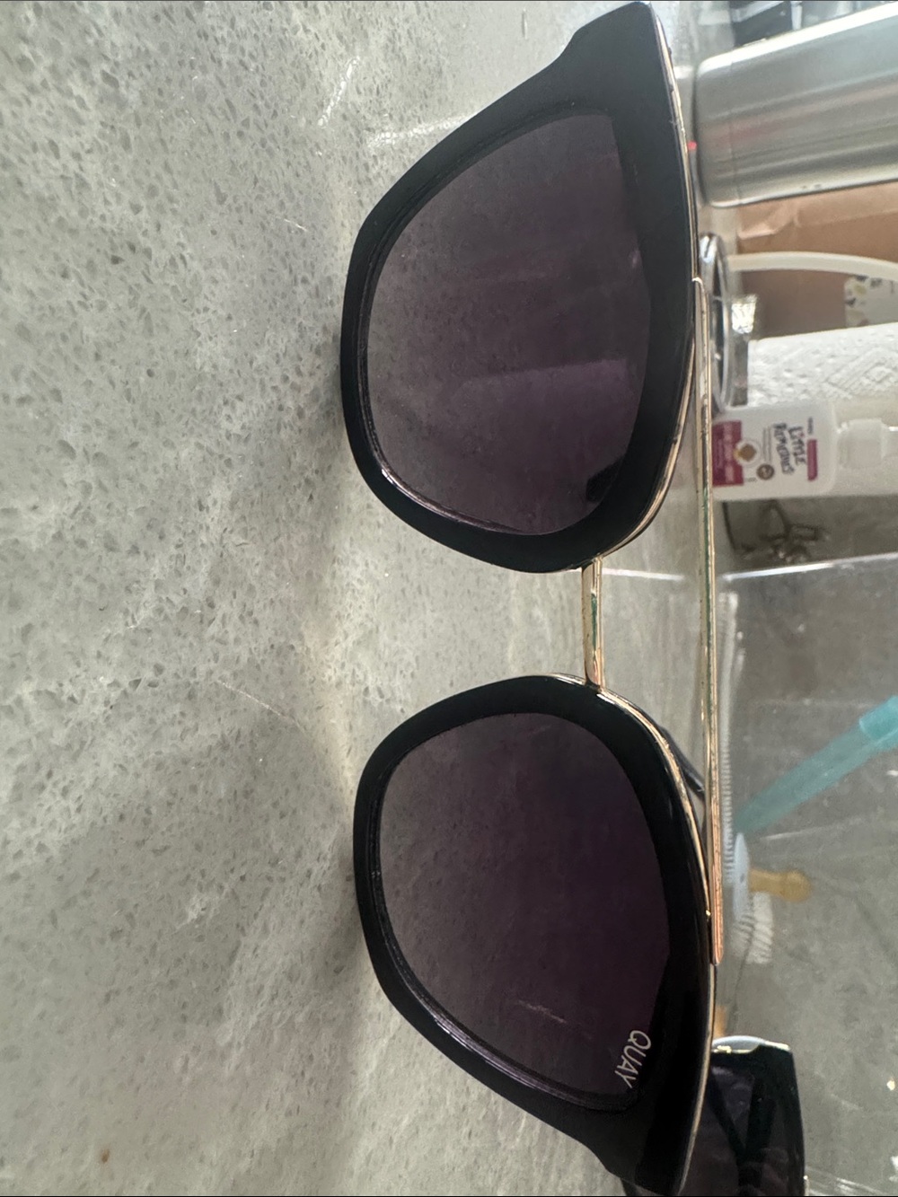 Quay Australia Black Cat Eye Sunglasses with Dark Lenses